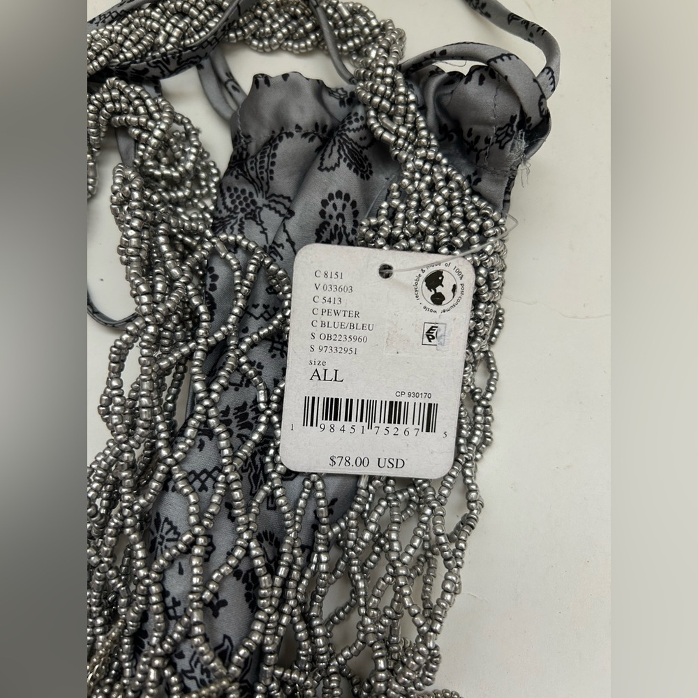 Free People NWT silver tone Hayes beaded pewter shoulder tote bag - Picture 6 of 10